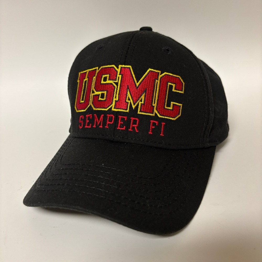 USMC Semper Fi Marine Corps Hat Black High Vis Design Adjustable Cap